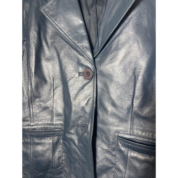 Uniform John Paul Richard Leather Jacket Blue Silver y2k Medium Lizzie Mcguire - Picture 3 of 5